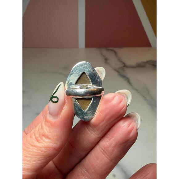Ammolite Double Stone Sterling Silver Ring: 925 Silver • Size 6 - Picture 6 of 9
